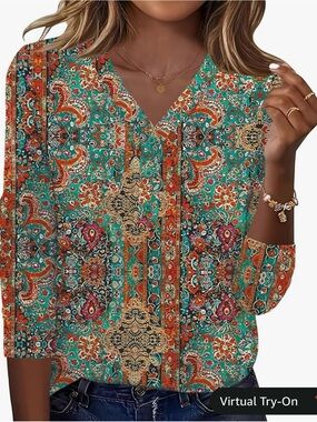 Ivicoer fashion V neck long sleeve blouse
